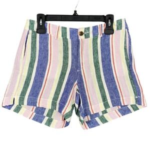 Old Navy Everyday Linen Coastal Shorts Size 6 Striped Sustainable Grandma Preppy